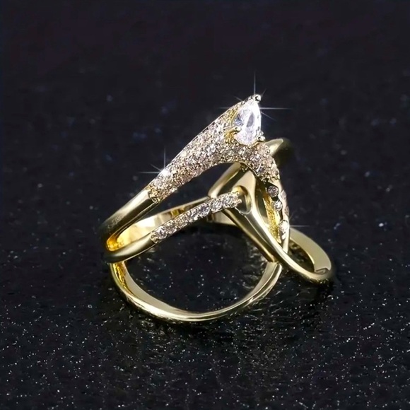 Galactic Knot 18K Gold Plated CZ Ring (New In Box) - Picture 2 of 3